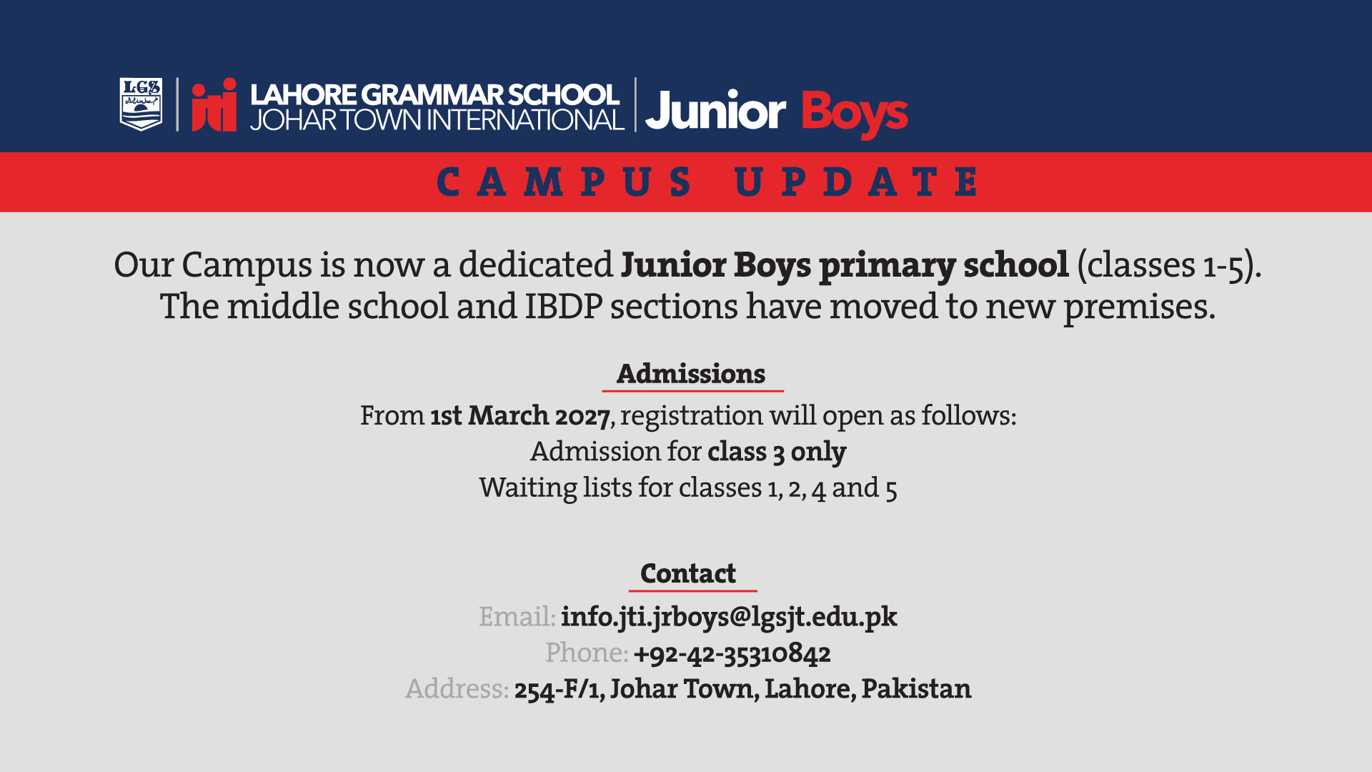LGS JT International Junior Boys Campus Update